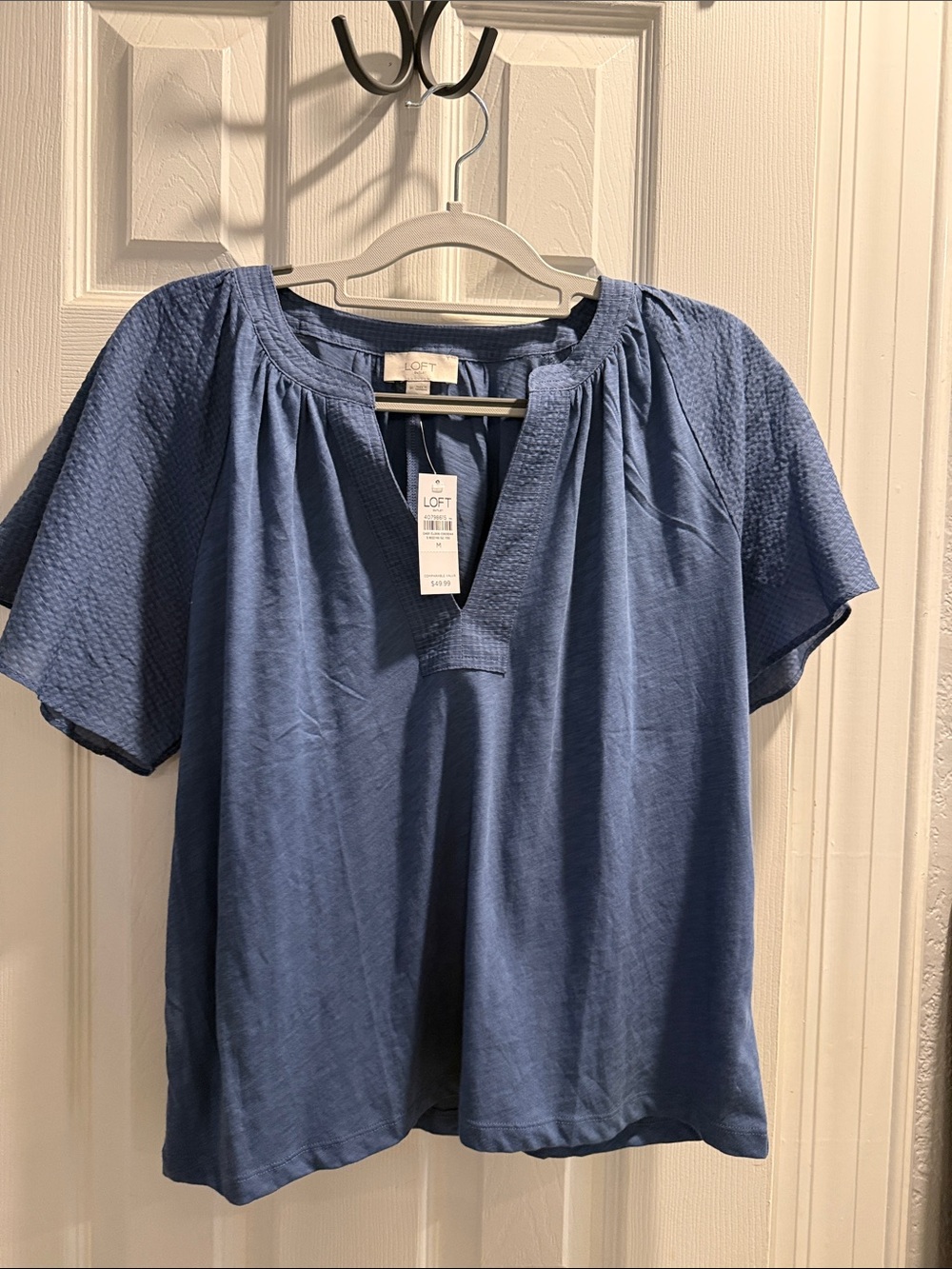 NWT LOFT Blue Short Sleeve Blouse